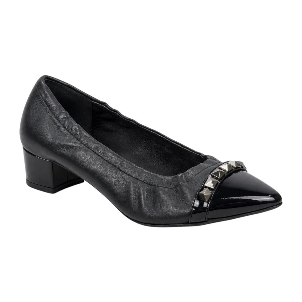 Attilio Giusti Leombruni AGL Pyramid Studded Pumps Low Heel Black Size 40.5